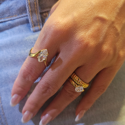 V-Shanked Marquise Zirconia Ring