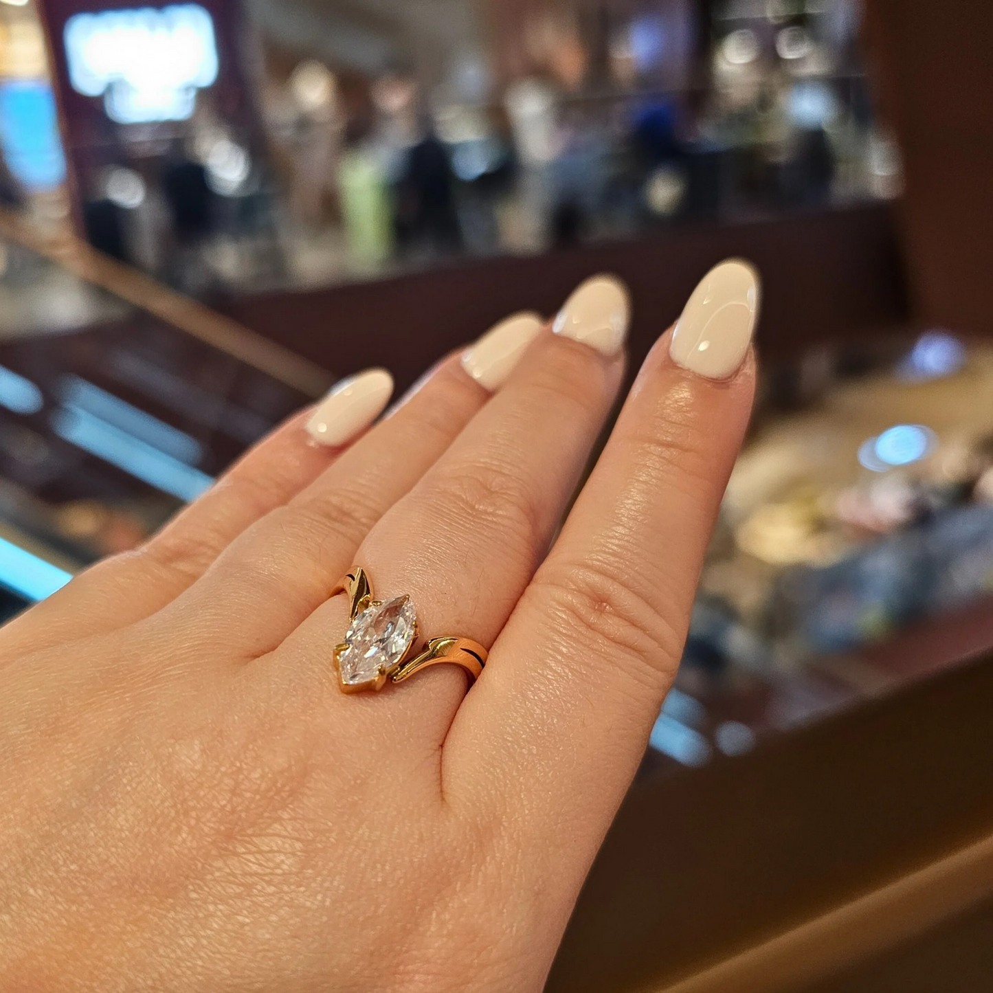 V-Shanked Marquise Zirconia Ring