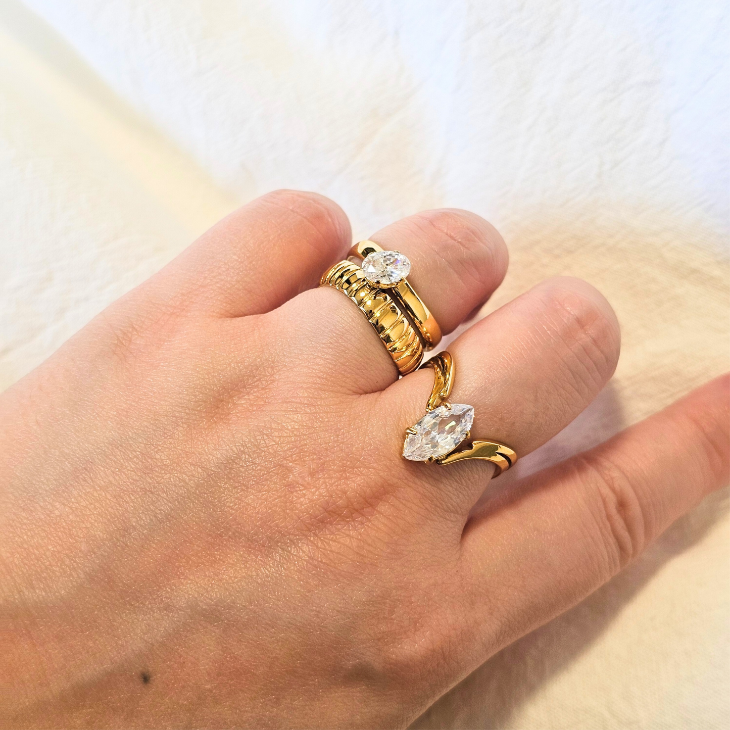 V-Shanked Marquise Zirconia Ring