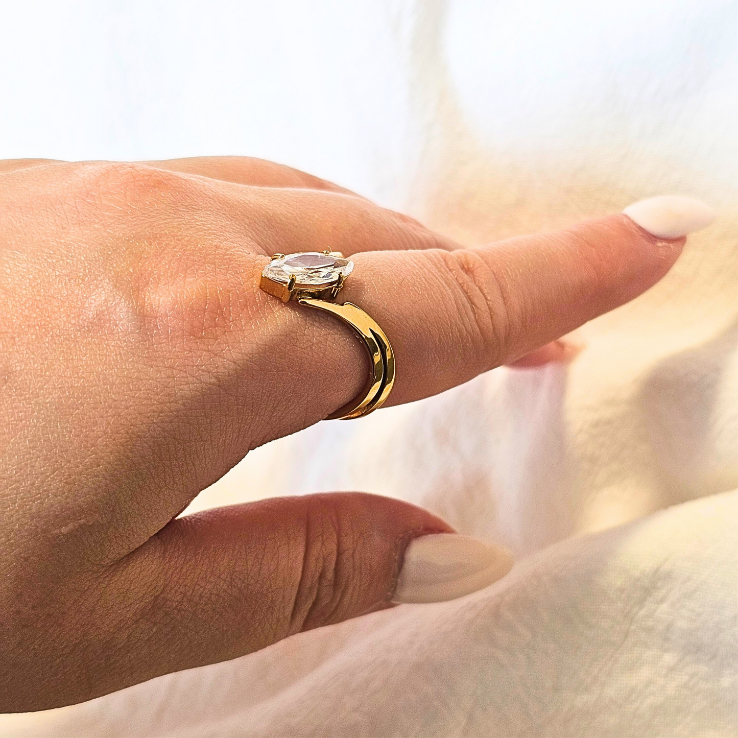 V-Shanked Marquise Zirconia Ring