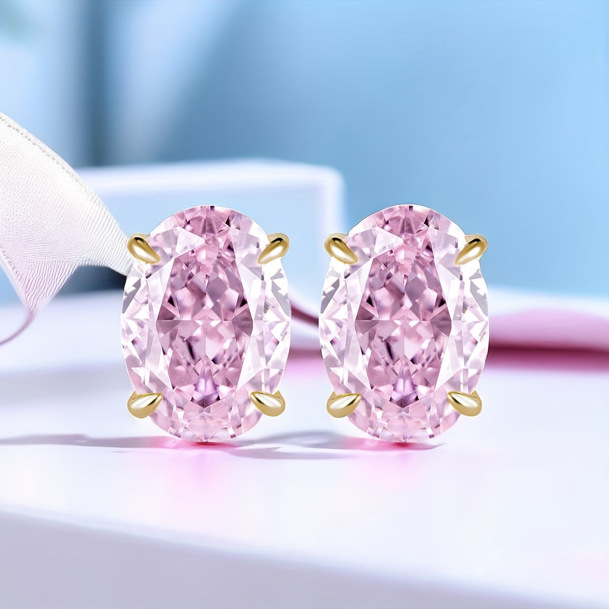 Simple Excellent Cut Oval Zircon Stud Earrings