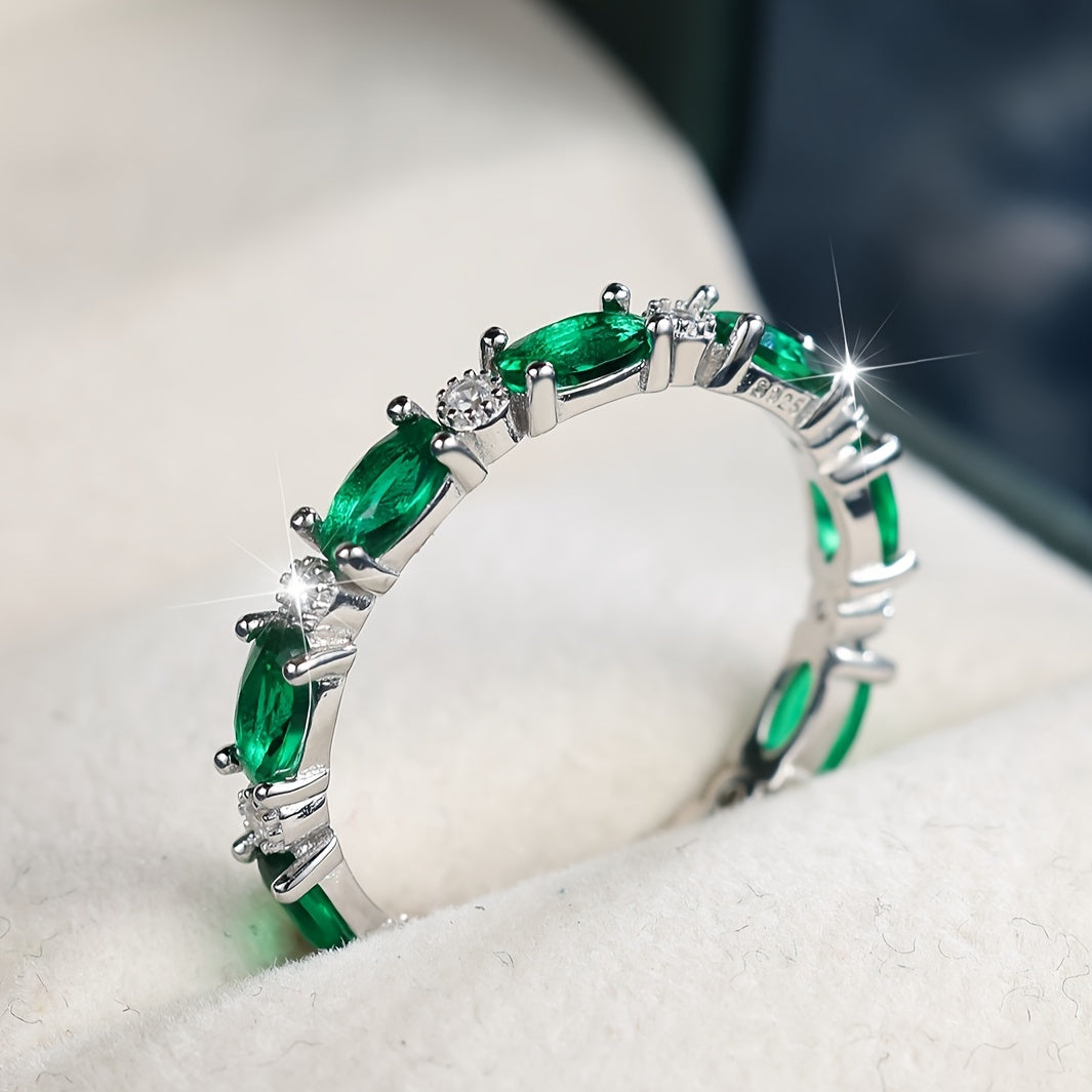 Elegant Emerald Green Cubic Zirconia Ring