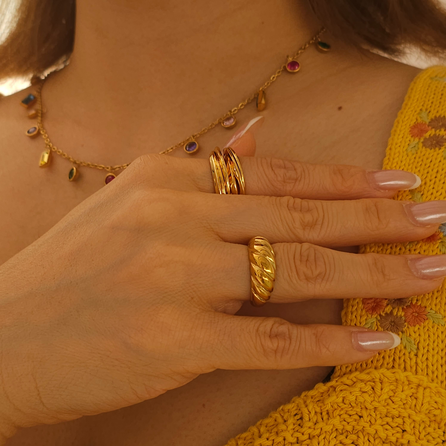 18K Gold Plated Spiral Vintage Wave Ring