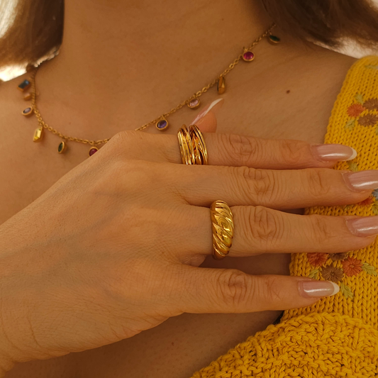 18K Gold Plated Spiral Vintage Wave Ring