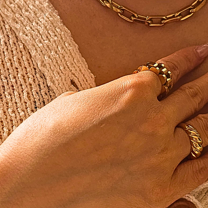 Bracelet-Style 18K Gold-Plated Ring
