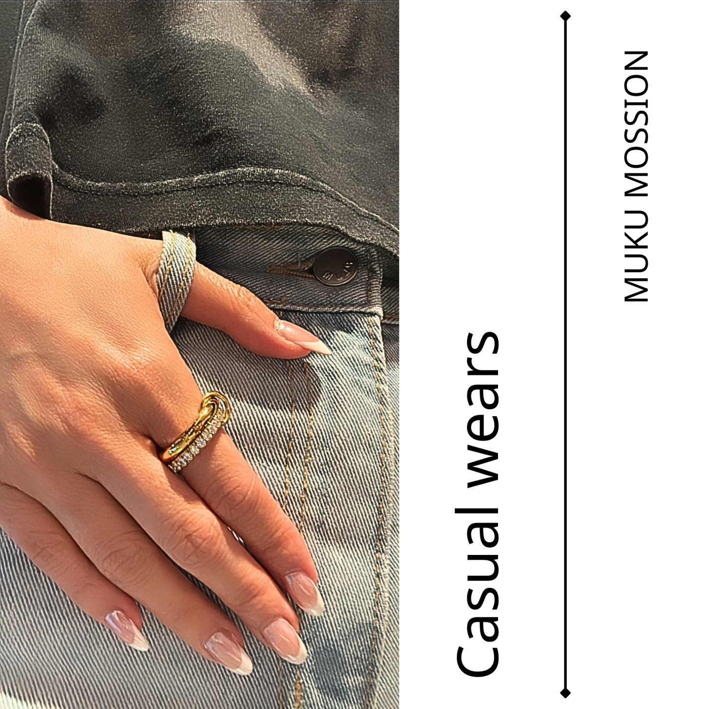 Twinned Zircon Band Ring 18K Gold-Plated