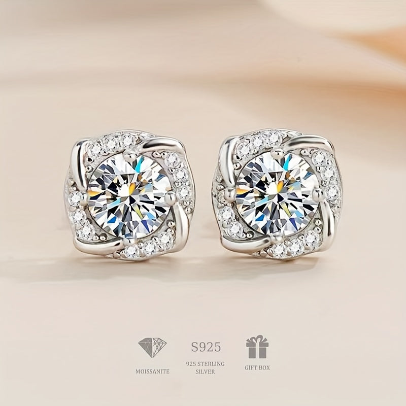 Sterling Silver S925 Moissanite Vintage Bohemian Stud Earrings