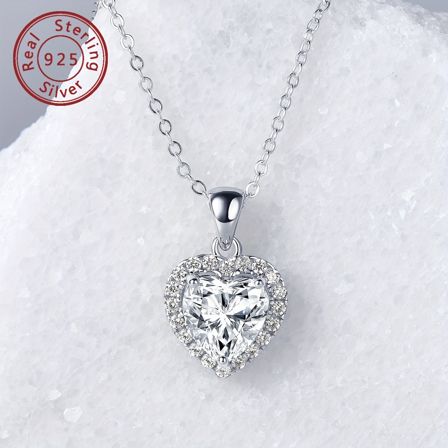 Classic 14K Plated 925 Sterling Silver 2ct Heart Shaped Moissanite Necklace