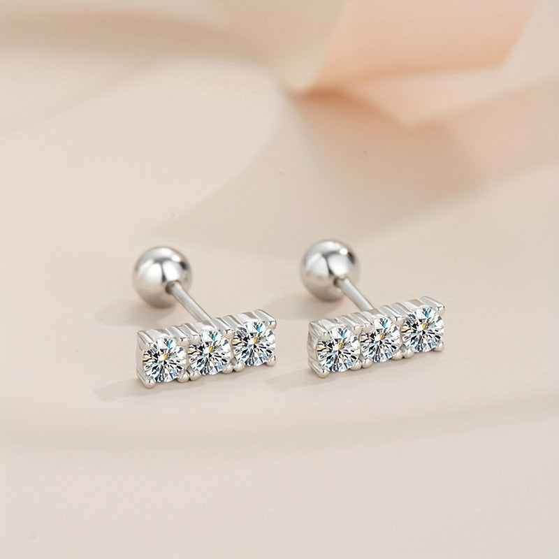 Sparkling Moissanite Decor Stud Earrings