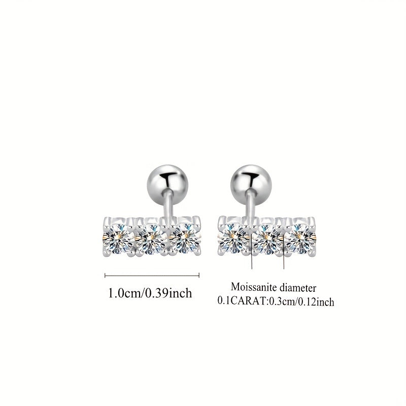 Sparkling Moissanite Decor Stud Earrings