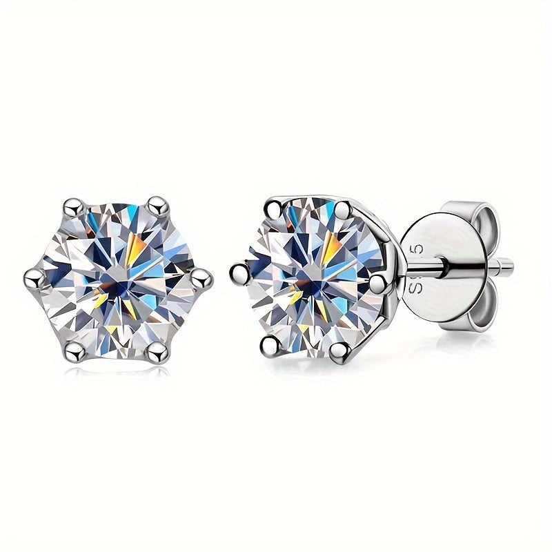 Hip-hop Rock 1 Pair 925 Silver Mozambique Moissanite Earrings