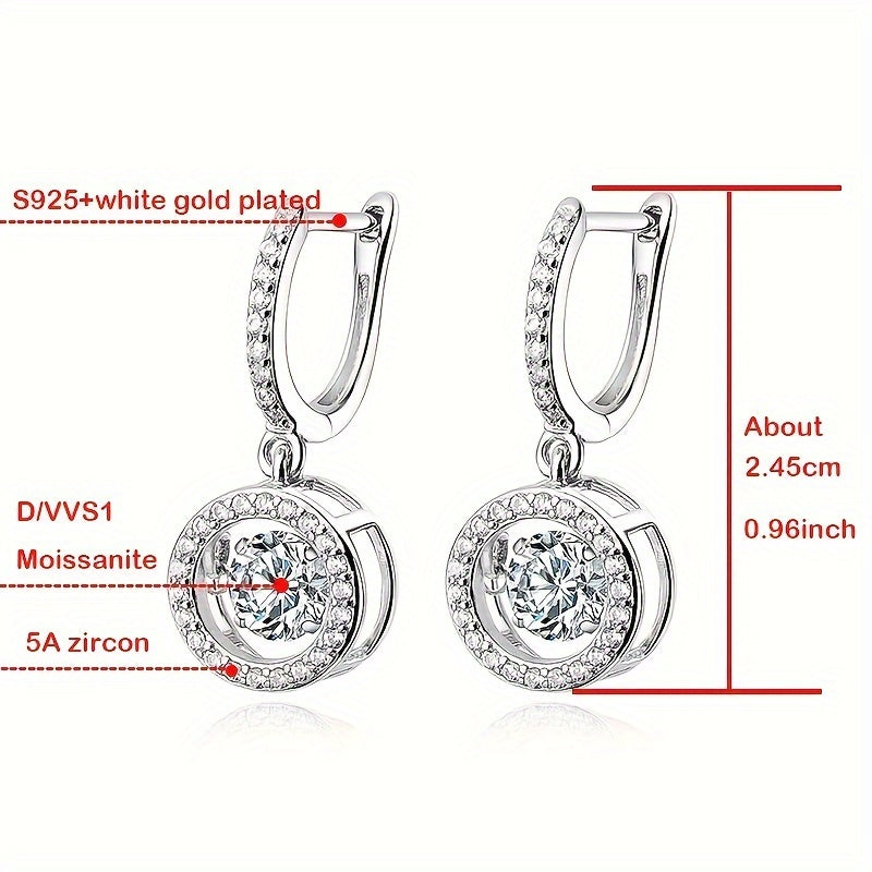 Dancing Diamond Elegant 925 Sterling Silver Moissanite Stud Earrings