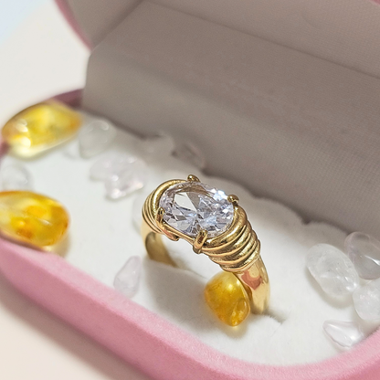 Victorian-Style Oval Zirconia Ring