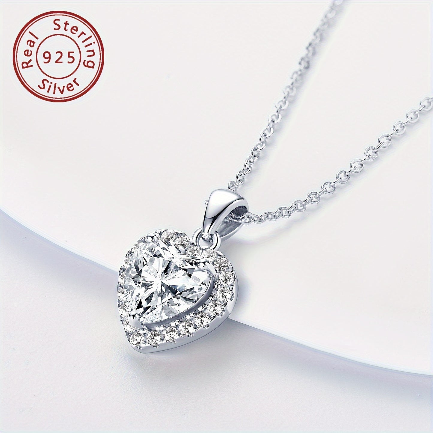 Classic 14K Plated 925 Sterling Silver 2ct Heart Shaped Moissanite Necklace