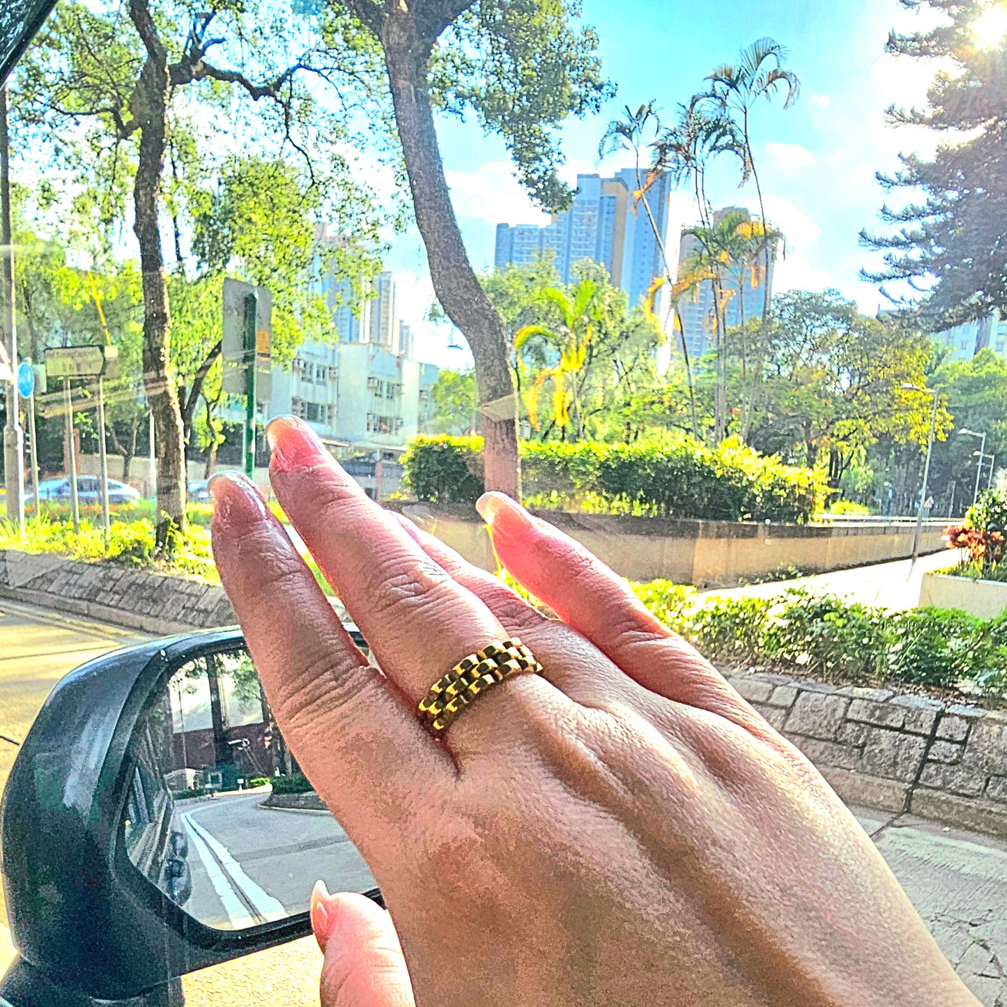 Bracelet-Style 18K Gold-Plated Ring