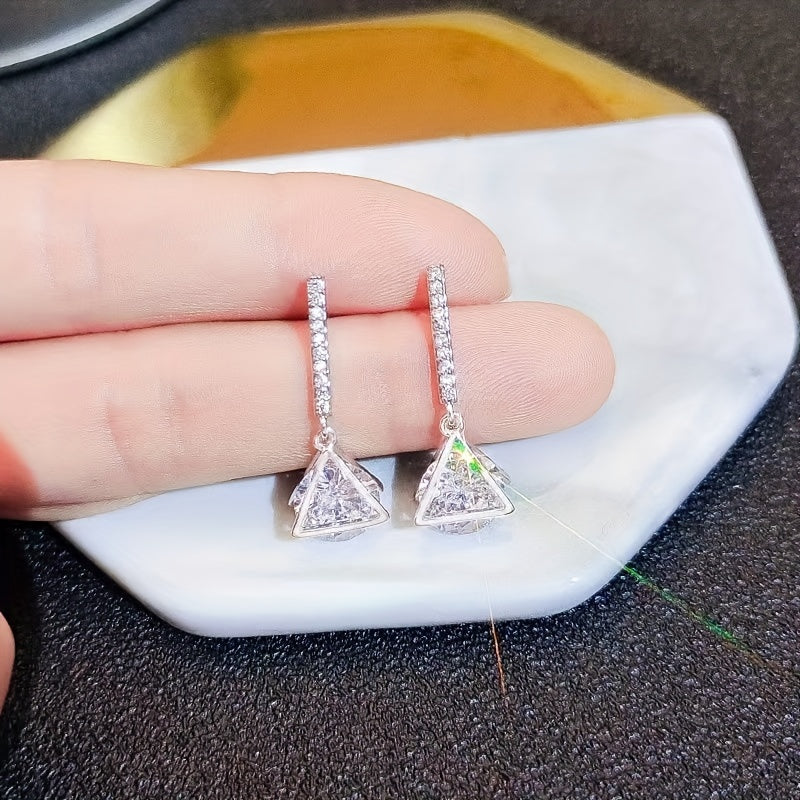 Triangle Drop Earrings 925 Sterling Silver Moissanite