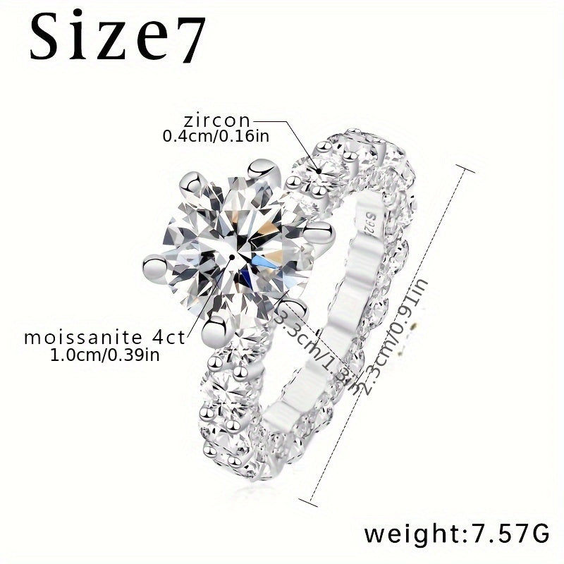 White Gold Plated 4CT Moissanite Ring