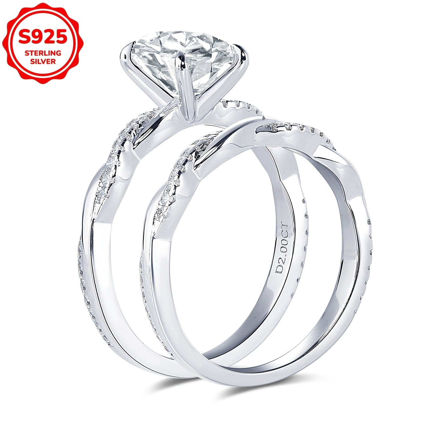 Daily Jewelry 2ct Oval Moissanite Ring Set