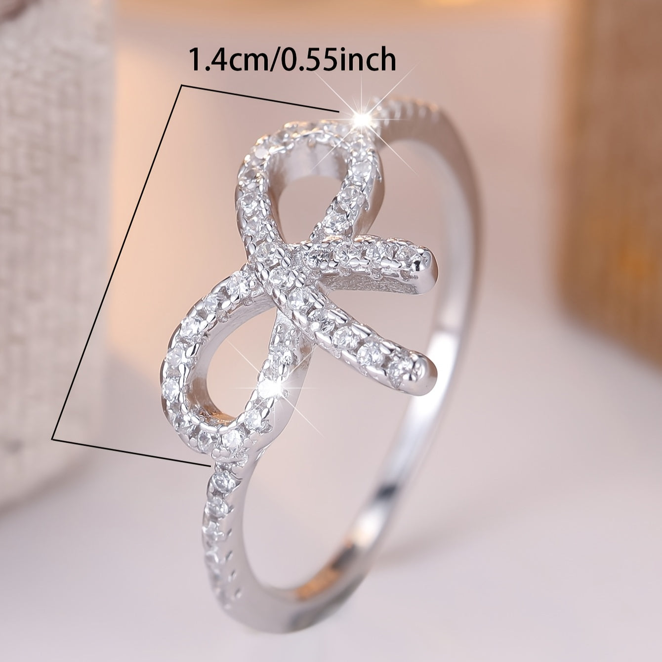 Lovely Butterfly Bow S925 Sterling Silver Zirconia Ring