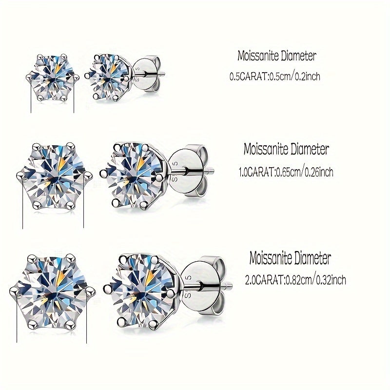 Hip-hop Rock 1 Pair 925 Silver Mozambique Moissanite Earrings