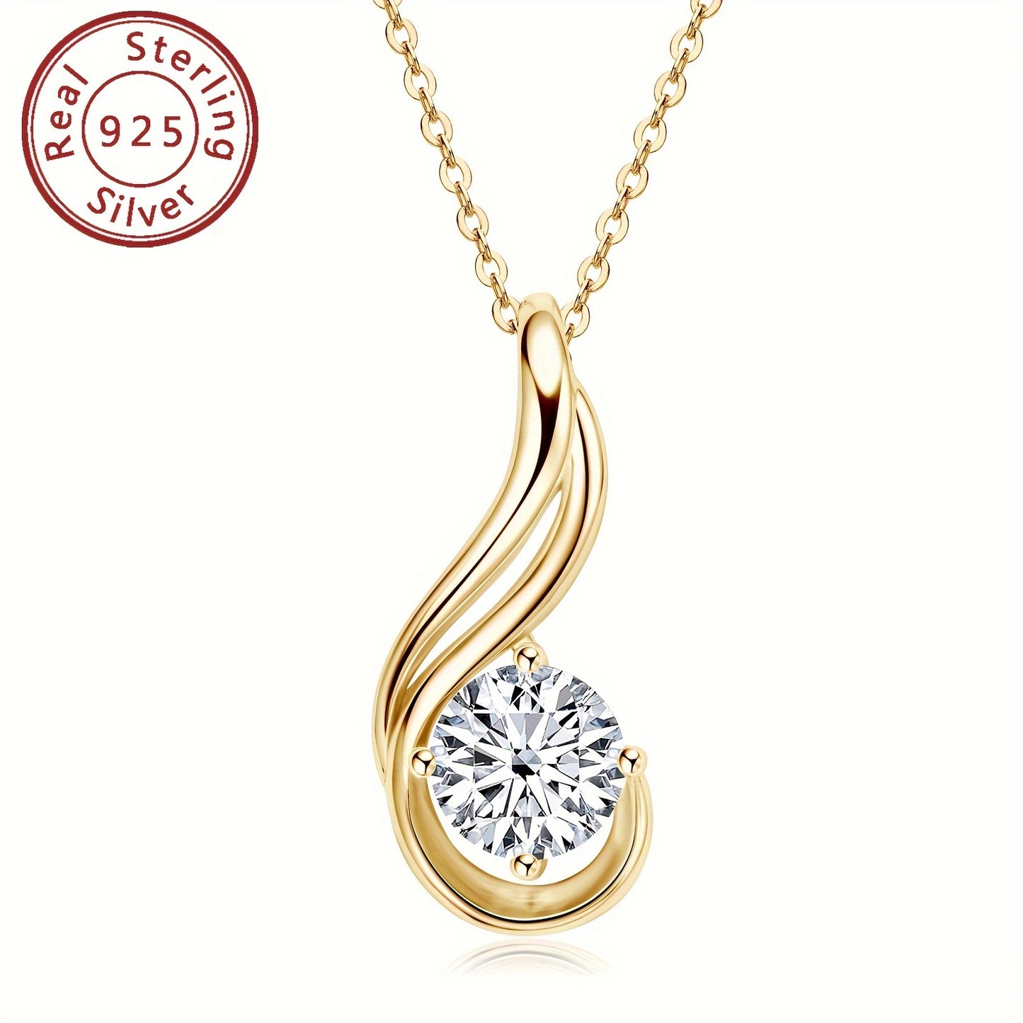 Elegant 925 Sterling Silver Pendant 2ct Moissanite Necklace