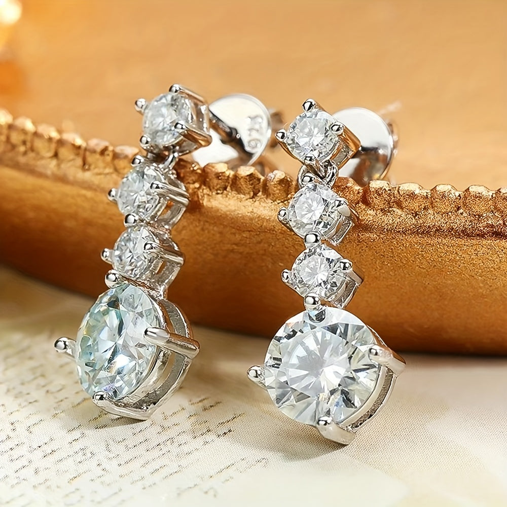 Fancy 925 sterling silver moissanite tassel earrings