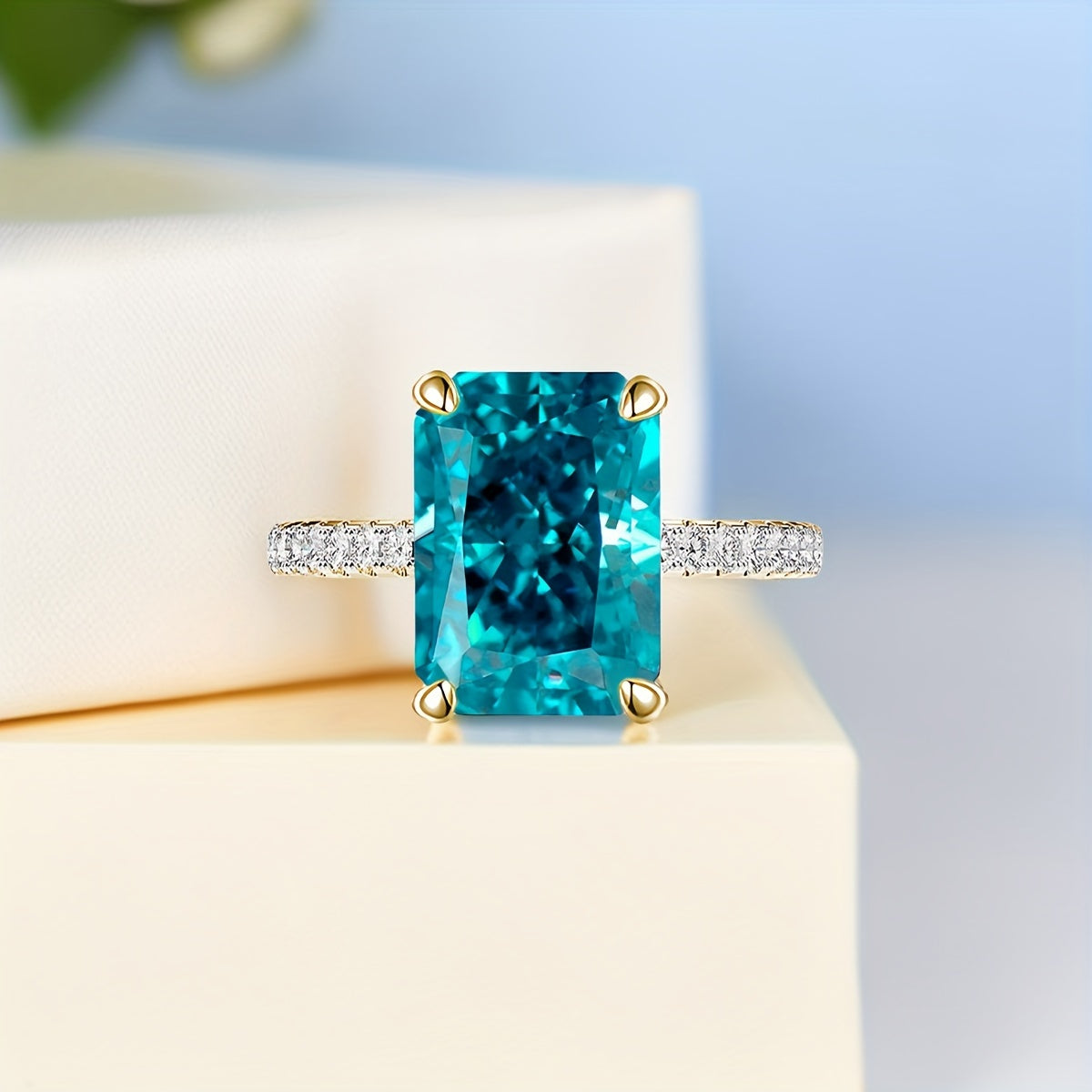 Classic Blue Cubic Zirconia 925 Sterling Silver Ring