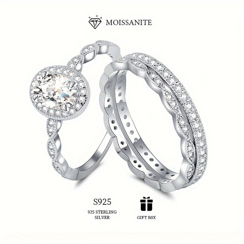 Dubble Row 1ct Moissanite Promise Stacking Rings