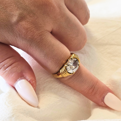 Victorian-Style Oval Zirconia Ring