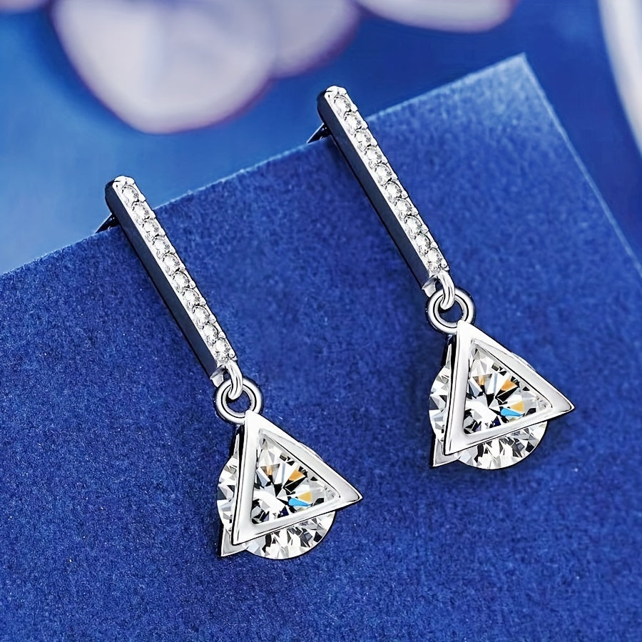 Triangle Drop Earrings 925 Sterling Silver Moissanite