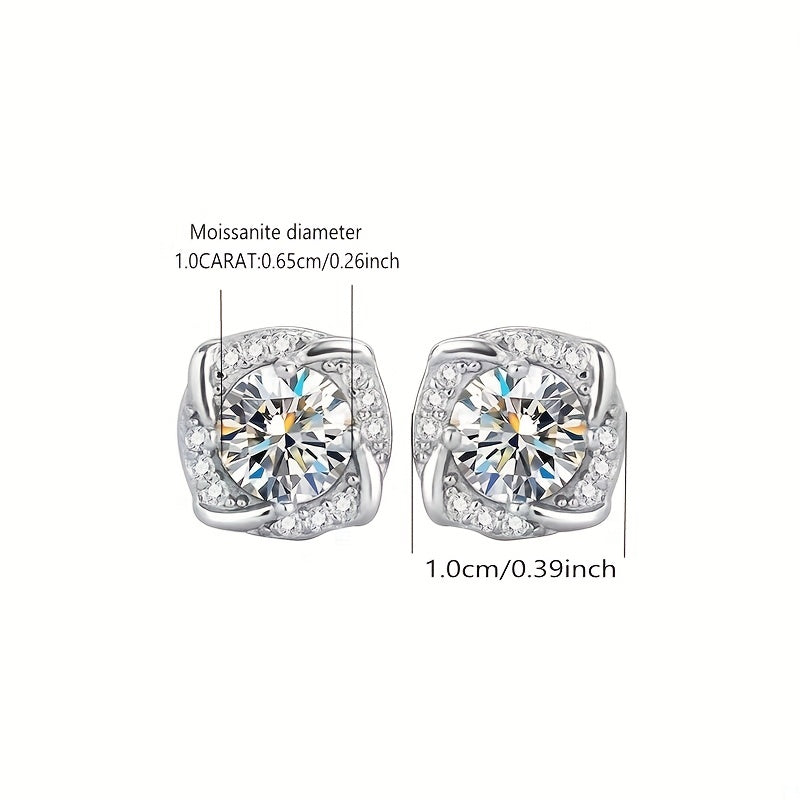 Sterling Silver S925 Moissanite Vintage Bohemian Stud Earrings