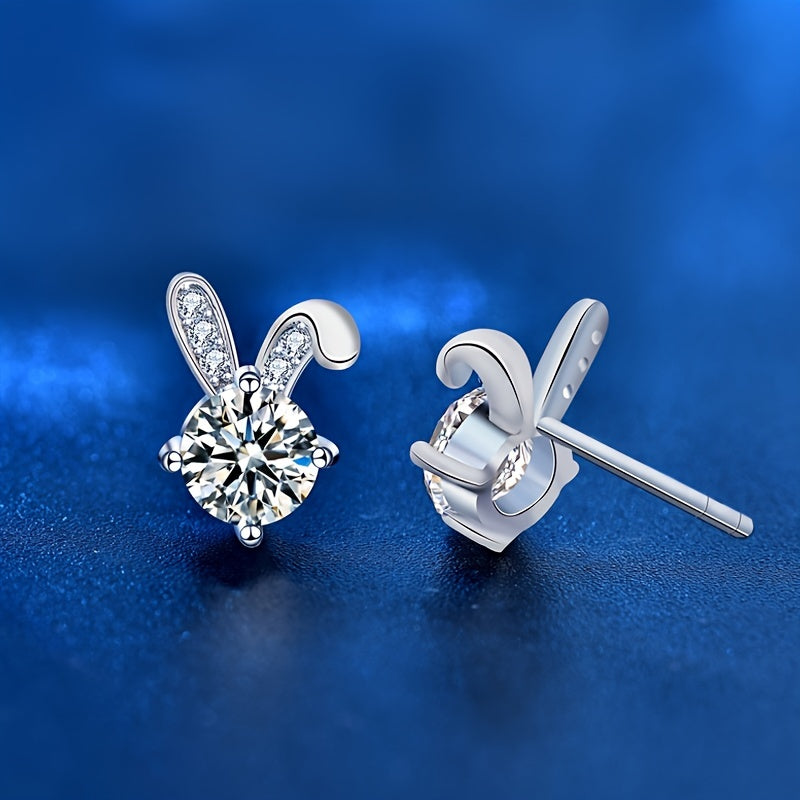 Cute Rabbit 925 Sliver Shaped Zircon Ear Studs Earrings