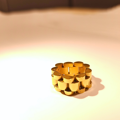 Bracelet-Style 18K Gold-Plated Ring
