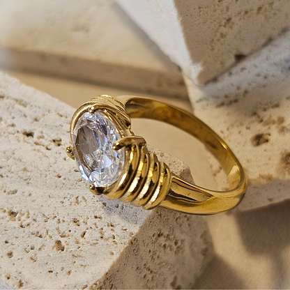 Victorian-Style Oval Zirconia Ring