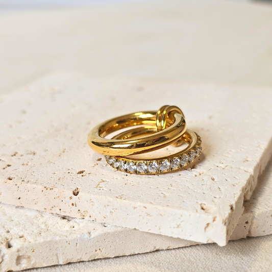 Twinned Zircon Band Ring 18K Gold-Plated