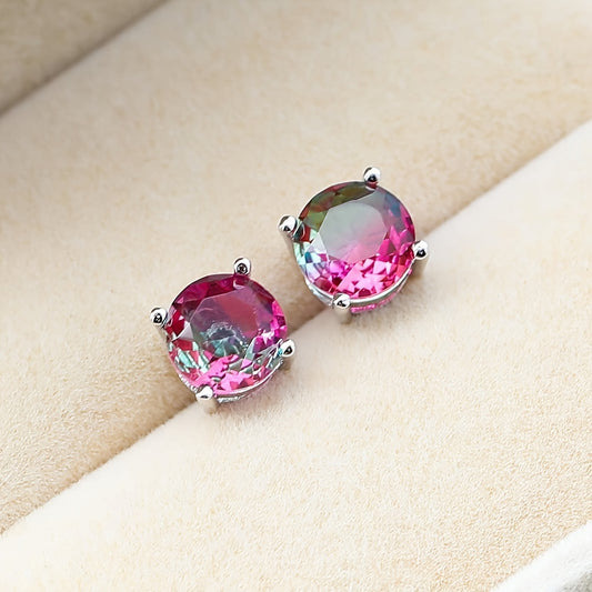 Round Cut 925 Tourmaline Zircon 925 Earrings