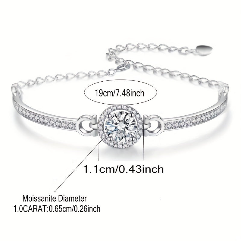 Halo Daily Jewelry 925 silver 1ct Moissanite Bracelet