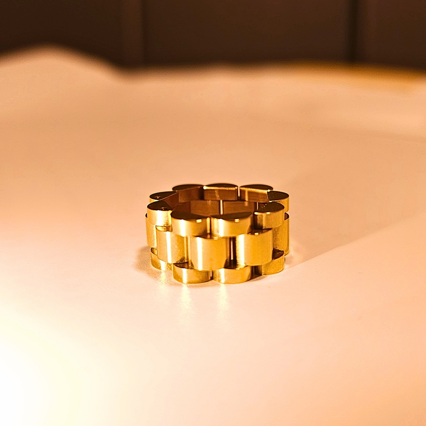 Bracelet-Style 18K Gold-Plated Ring
