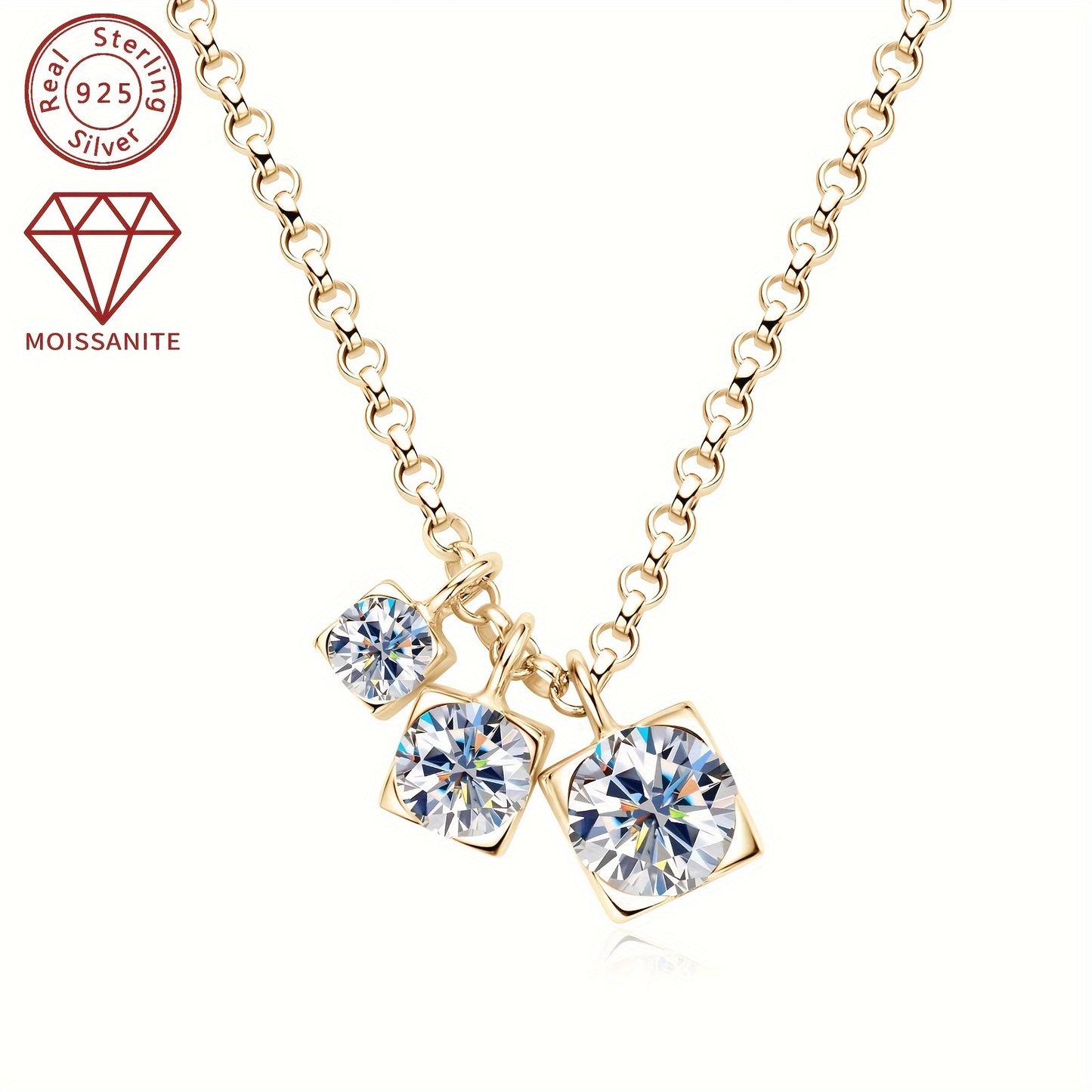 Moissanite 5mm&4mm&3mm 0.9ct Moissanite necklace