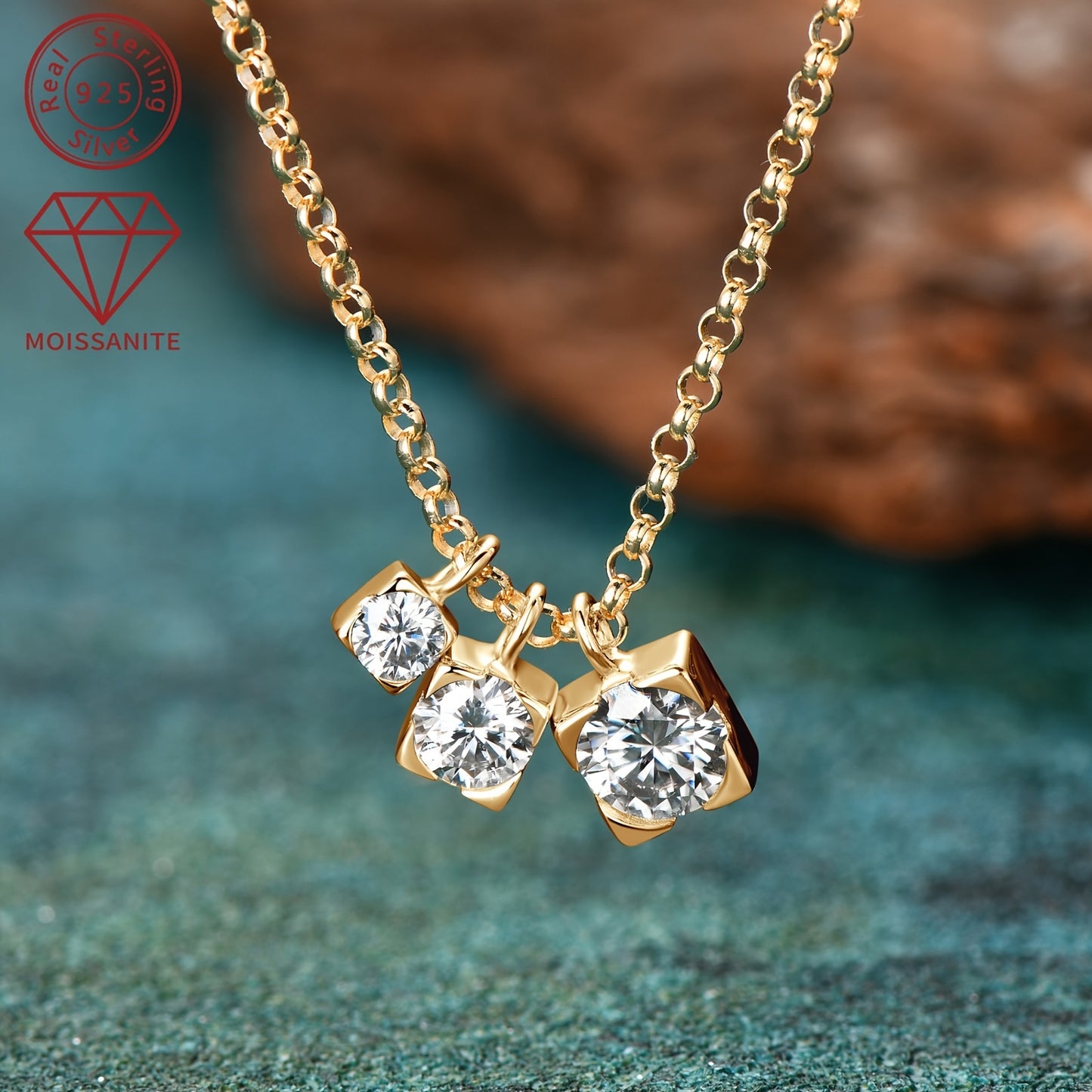 Moissanite 5mm&4mm&3mm 0.9ct Moissanite necklace