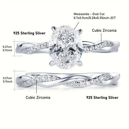 Daily 2ct Oval Moissanite Ring Set