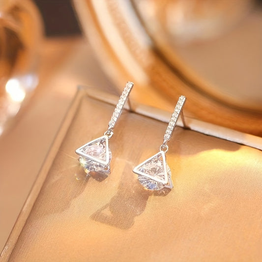 Triangle Drop Earrings 925 Sterling Silver Moissanite