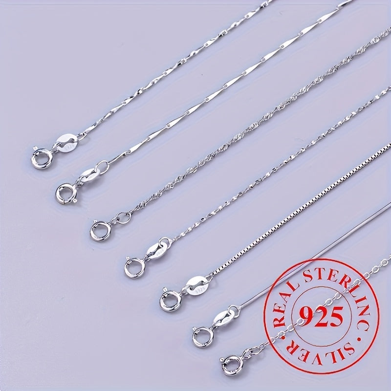 Simple 925 Sterling Silver Chain Necklace