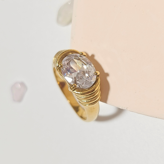 Victorian-Style Oval Zirconia Ring