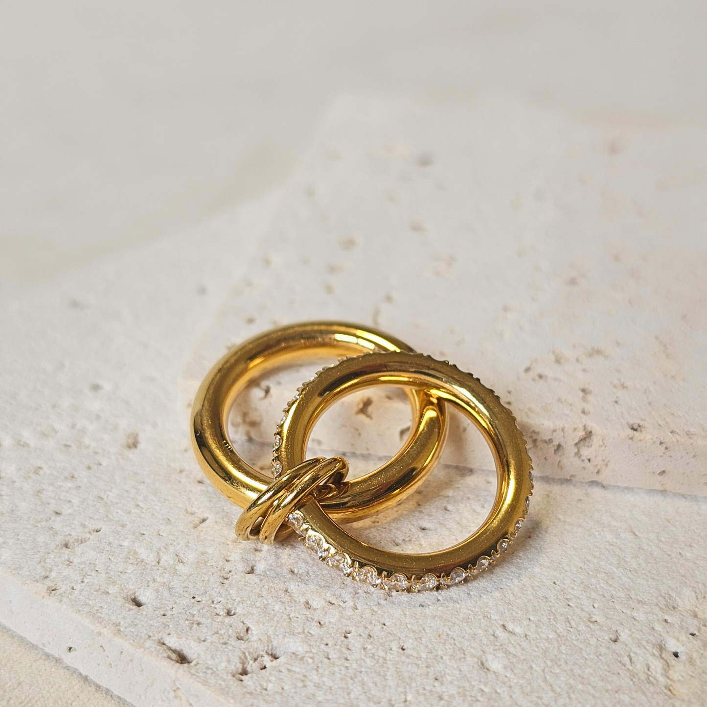 Twinned Zircon Band Ring 18K Gold-Plated