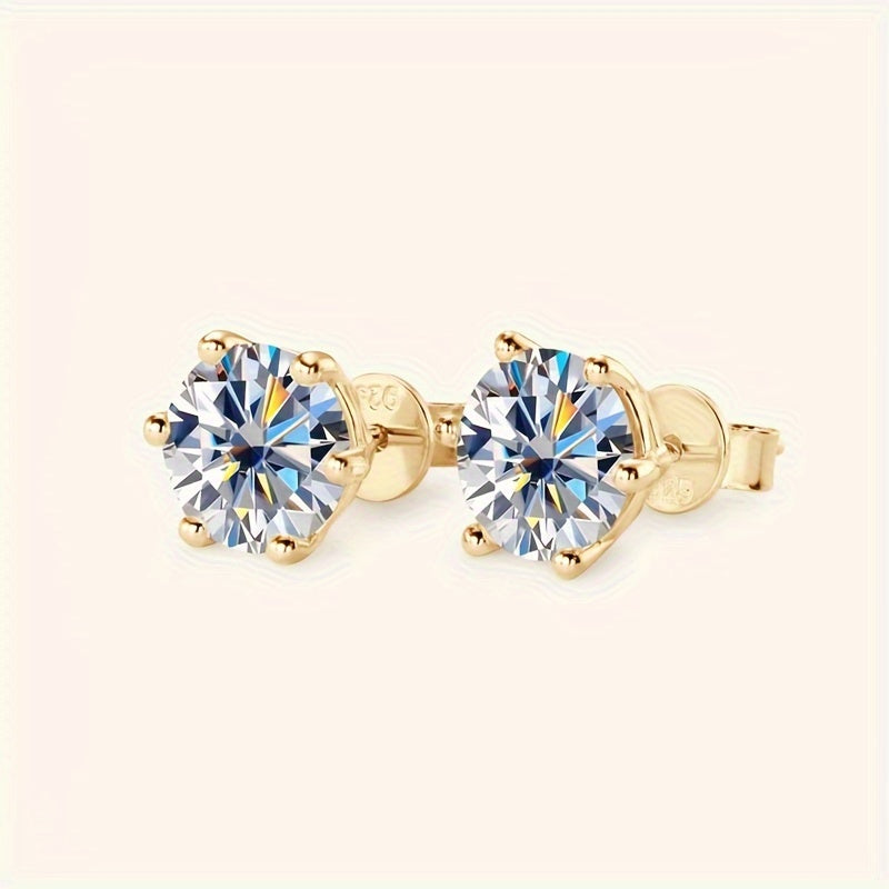 Hip-hop Rock 1 Pair 925 Silver Mozambique Moissanite Earrings