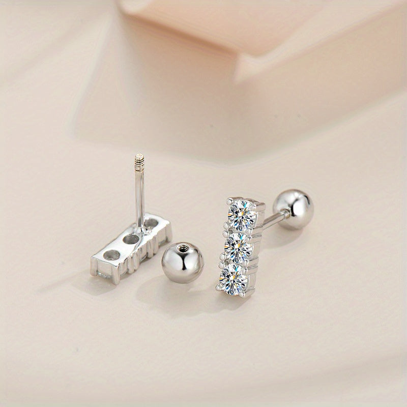 Sparkling Moissanite Decor Stud Earrings