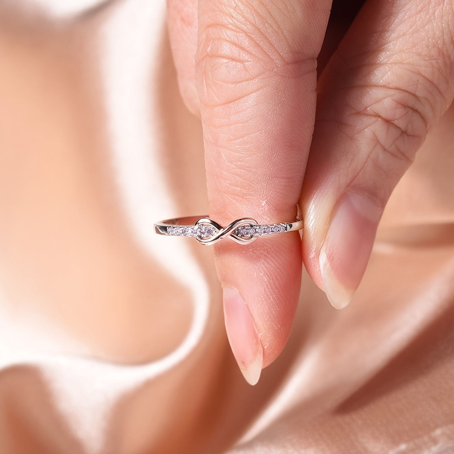 Daily Jewelry 925 Sterling Silver Infinity Zirconia Ring