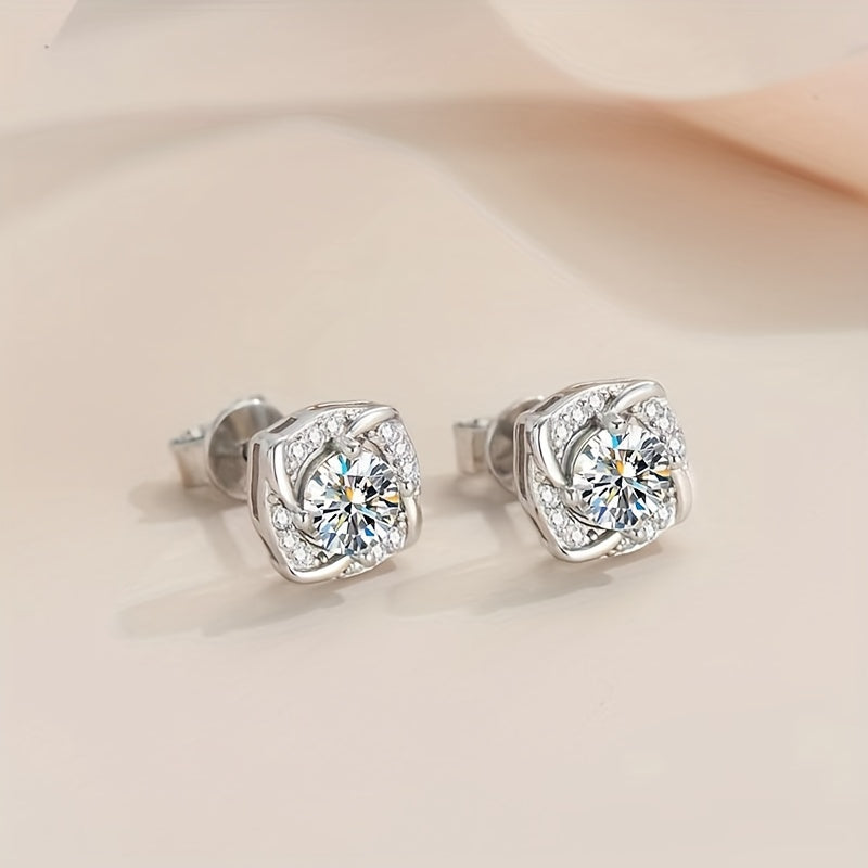 Sterling Silver S925 Moissanite Vintage Bohemian Stud Earrings