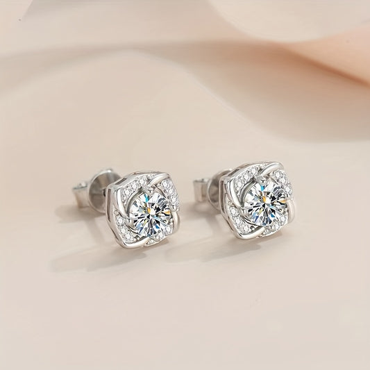 Sterling Silver S925 Moissanite Vintage Bohemian Stud Earrings